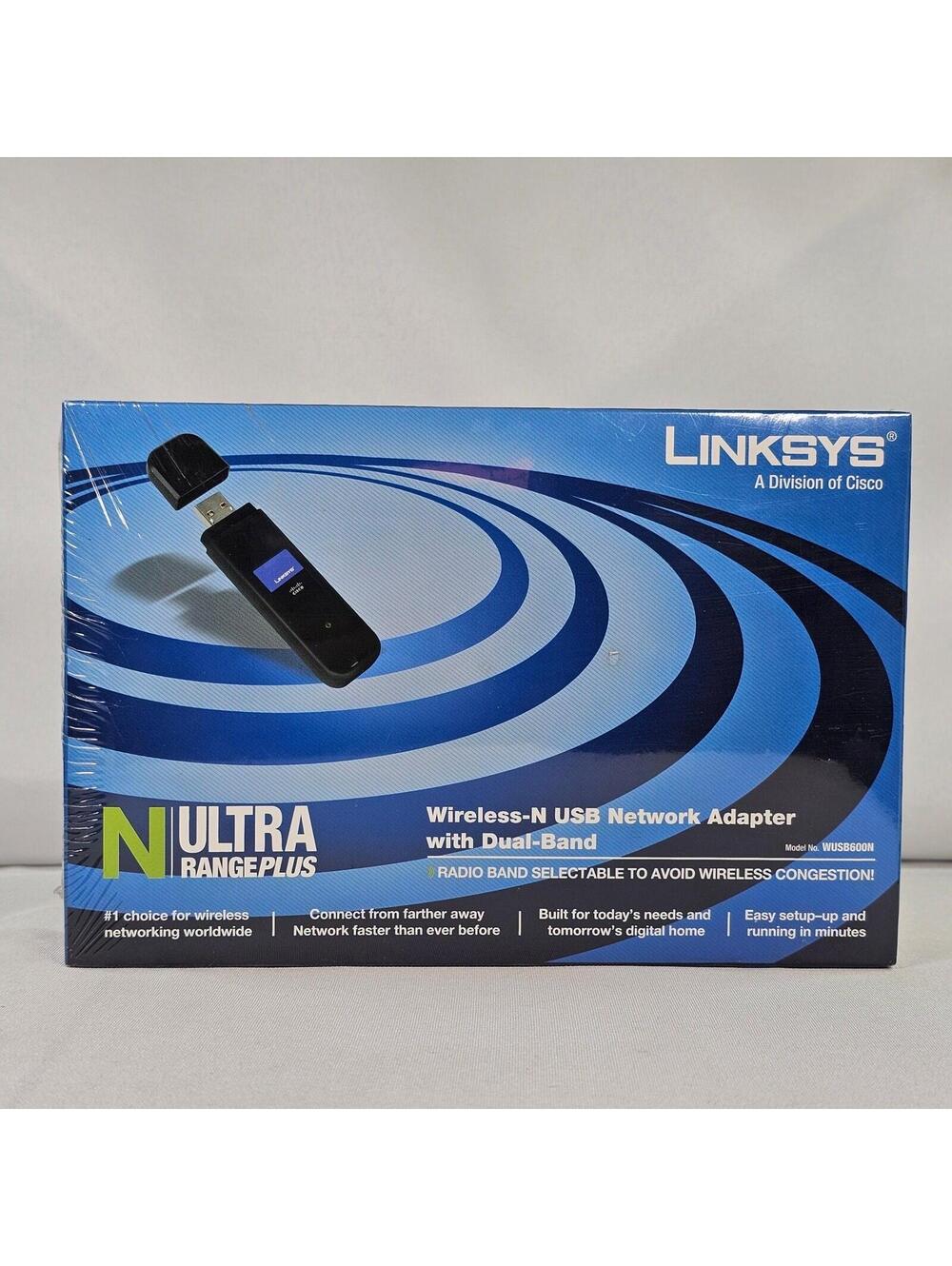 Linksys WUSB600N Wireless-N USB Network Adapter Dual-Band Ultra RangePlus New
